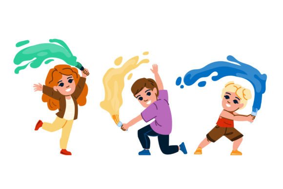Creative Paint Art Brush Kid Vector: A Visual Tool for Education and Design
