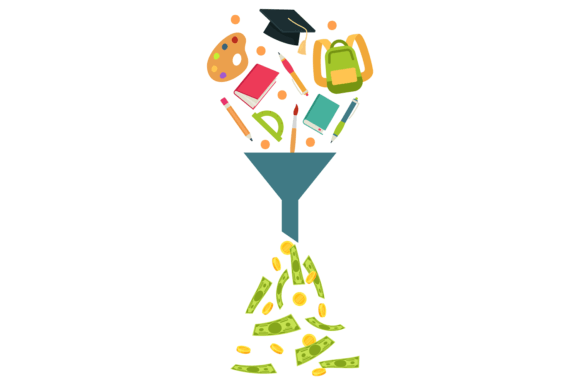 Education for Money: School Stationery Vector