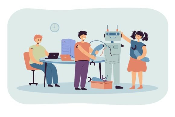 Happy Children Making Robot for School P