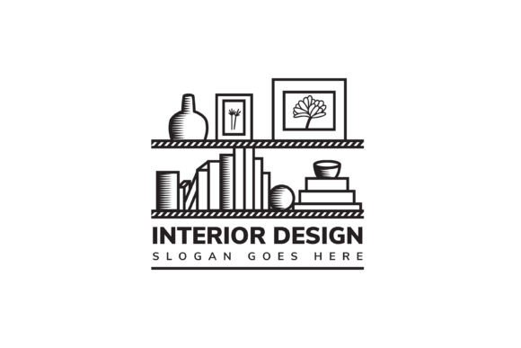 Interior Design Logo: Bookshelf Vector Guide